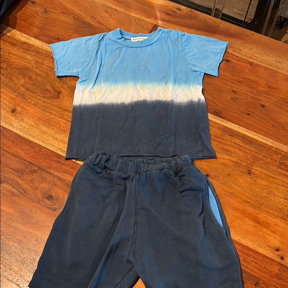 Fairwell Blue and White Tie-Dye T-Shirt and Shorts Set